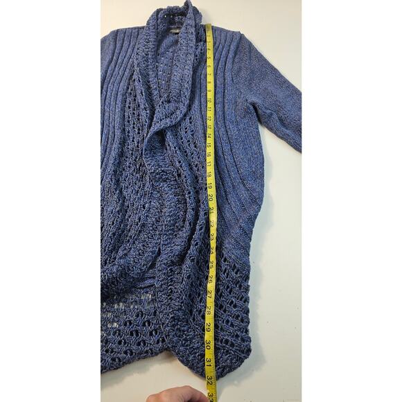 Eddie bauer circle knit cardigan blue warm winter EUC M tunic long length EUC - Picture 7 of 7